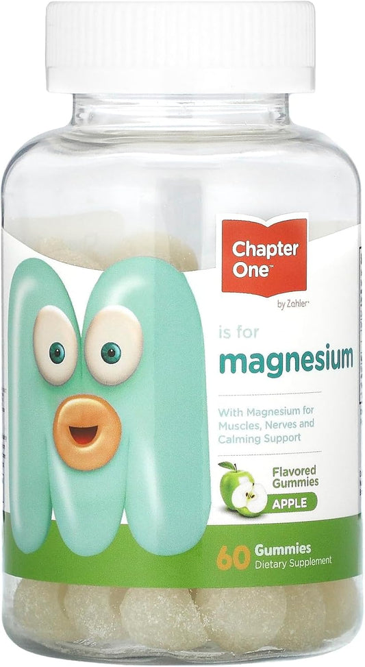 Chapter One Magnesium Gummies - Supports Calm for Kids - Chewable Magnesium Supplement Gummies to Support Muscle Function - Kosher, Dairy-Free & Gluten-Free - Apple, 60 Count